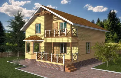 DTW0023 – проект каркасного дома с мансардой и балконом 10 на 11
