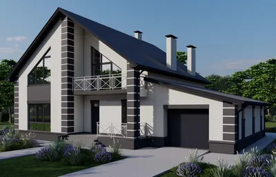 Проект одноэтажного дома с мансардой и гаражом 02-10 🏠 | СтройДизайн