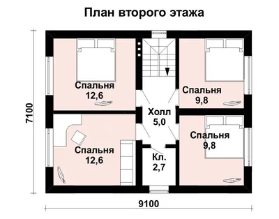 Проект двухэтажного дома AS-2125-2 из бруса с 5 спальнями
