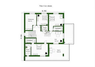 Проекты домов 140 м² в два этажа (2 этажа)