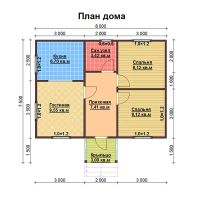 Одноэтажный дом из бруса 6х6, проект Д-35 , строительство под ключ, цена в  Московской области
