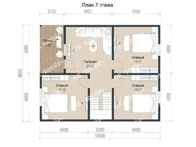 Проект дома из СИП на 100 м2 «Фэмили», размером 10x10 м, одноэтажный,  тамбур, цена от ЭкоЕвроДом