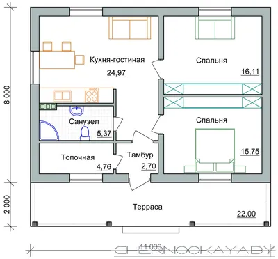 Проект: Дом 6 на 8 с террасой. 70 м2 – цена, характеристики, комплектация