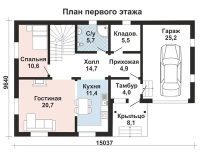 Дом из бруса Берислав 6х6 в полтора этажа, площадь 72 м2, цена 1036000 руб  под ключ, строительство в Москве от СК-Бобёр