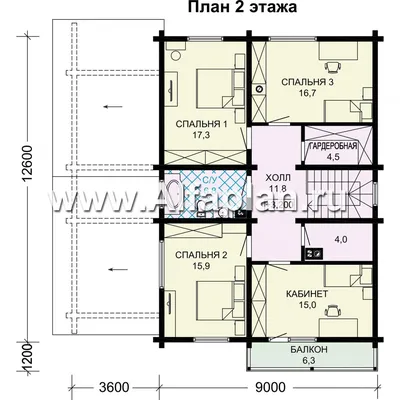 Чертеж дома из бруса - Чертежи, 3D Модели, Проекты, Проекты домов