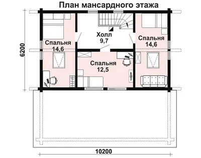 Проект дома из бруса №36 9х6 по цене от 823 000 руб. - строительство  деревянных домов в Санкт-Петербуге