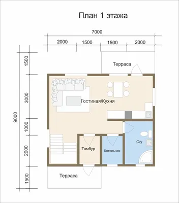 МОСКОВИТ 61 м2 - проект трёхкомнатной дачи 6х12 из бруса