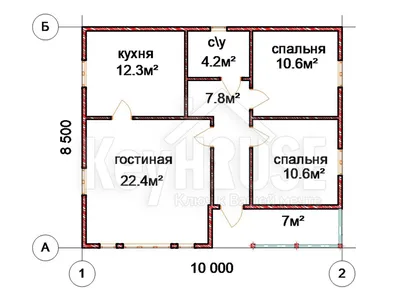 Проект: Одноэтажный дом из бруса с террасой. 72,3 м2 – цена, планировка,  комплектация