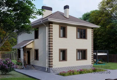 Оригинальный проект двухэтажного дома с гаражом и террасой – arch-buro.com
