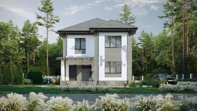 Проект дома с мансардой из кирпича — 150 кв.м. | Архитектурное бюро  \"Беларх\" - Авторские проекты планы домов и коттеджей