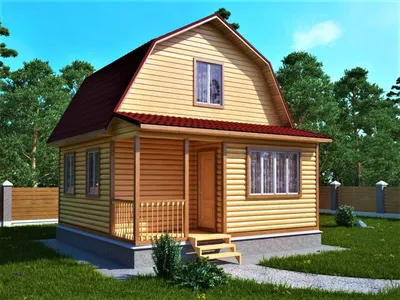 Проект дома из бруса 6 на 6 ломаной крышей – планировка и цена в Москве