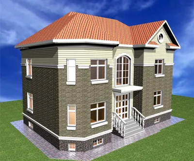 Экономичный проект двухэтажного дома с цокольным этажом