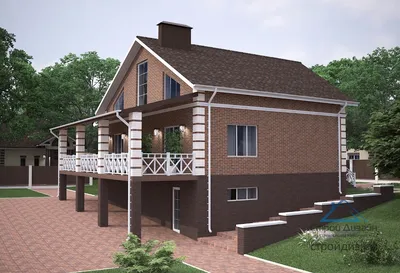 Проект одноэтажного дома с цокольным этажом, мансардой и террасой 03-59 🏠  | СтройДизайн