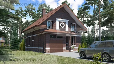 Проект мансардного дома с гаражом, террасой и балконом «КМ-106» - Antei.by