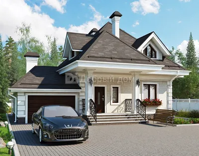 Проект мансардного дома с гаражом на 2 авто в современном стиле DORA 2  купить в Минске на Territoria.by