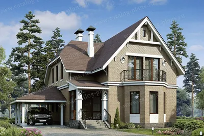 Проект двухэтажного кирпичного дома с мансардой № 48-02 в немецком стиле |  каталог Проекты коттеджей