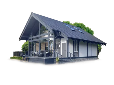 Проект современного двухэтажного каркасного дома с двускатной крышей D2296  | Каталог проектов Домамо
