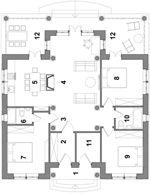 Проекты одноэтажных домов до 100 м² | Планы, Интерьеры, 3D виды, чертежи