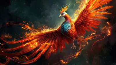огненная птица из тела которой вырывается огонь, картинка птица феникс фон  картинки и Фото для бесплатной загрузки