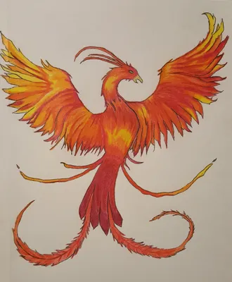Птица Феникс Поднятыми Крыльями Красного Огня Векторный Летающий Феникс  Феникс Векторное изображение ©Seamartini 644408406