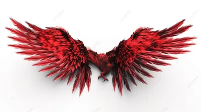 Птица феникс с красными крыльями и красными цветами на заднем плане. |  Премиум Фото