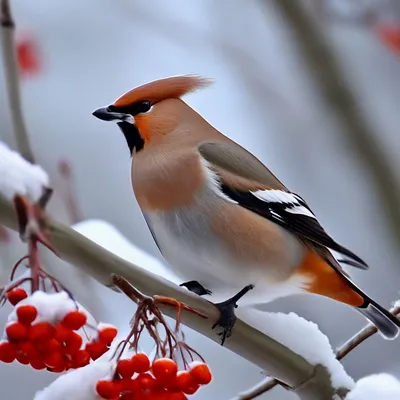 Свиристель фото птицы зимой картинка - 69 фото