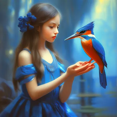 Купить постер \"Синяя птица зимородок сидит на цветущей ветке\" с доставкой  недорого | Интернет-магазин \"АртПостер\"