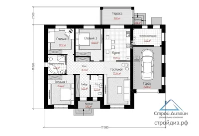 Проект жилого одноэтажного дома 07-14 🏠 | СтройДизайн