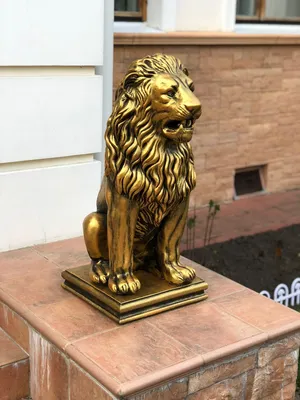 Купить Скульптура льва из бетона - Королевский лев в золоте (85 см) в  Покачах