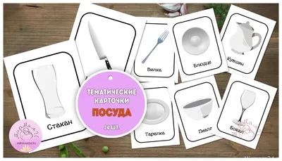 Мини-карточки Домана \"Посуда/Kitchenware\" на укр/англ. Вундеркинд с пеленок  - Карточки Домана