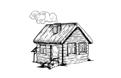 Деревянный дом рисунок карандашом - 58 фото
