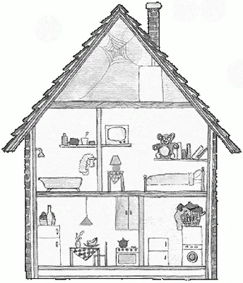 Рисунки домов карандашом детские (22 шт)