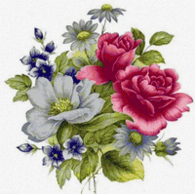 Букет цветов. Графический рисунок с изображением букета цветов. Летние цветы  в подарок Stock Illustration | Adobe Stock