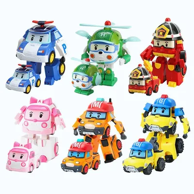 Amazon.com: Robocar Poli 4 Pack Poli + Amber + Roy + Helly Transforming  Robot Toys, 4\" Transformable Action Figure Toy, Emergency Vehicle Playset,  Holiday Birthday Rescue Car Toys Gift for Boys Girls