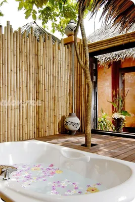 Пара в любви тратить время в доме. Романтические моменты в ванной в отпуске  в Таиланде Phangga Стоковое Фото - изображение насчитывающей релаксация,  гора: 212311538
