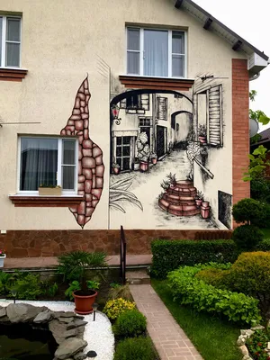 Художественная роспись фасадов домов, граффити и муралы на заказ | The Wall