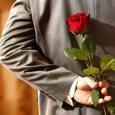 Фото розы в руке с эффектом размытия