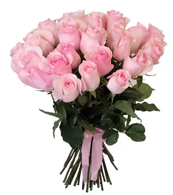 Розовый букет роз и альстромерий | доставка по Москве и области