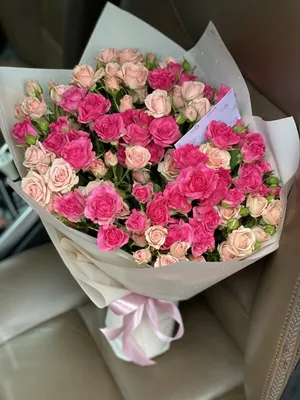 Нежно розовая кустовая роза | купить недорого | Москва и область |доставка  и самовывоз