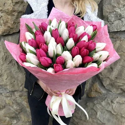 Букет розовых тюльпанов сорта Pink Twist | купить букет розовых тюльпанов