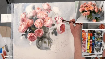 How to draw rose, aquarelle (как рисовать розу акварелью) / speed drawing |  Рисунки роз, Учебники по акварельной живописи, Урок по акварели