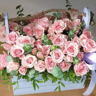 Нежные кустовые розы в кашпо за 10 190 руб. | Бесплатная доставка цветов по  Москве