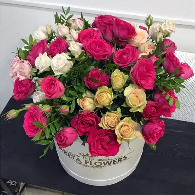 Розовые розы в коробке заказать с доставкой в Краснодаре по цене 3 410 руб.