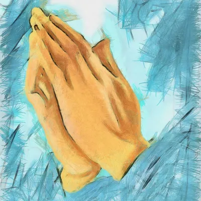Сложенные руки перед крестом: картинка для постера
