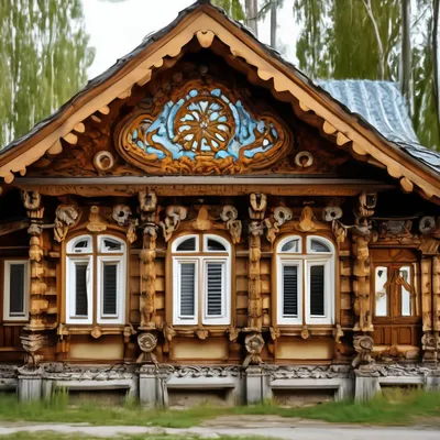 Деревенская улица деревянные русские …» — создано в Шедевруме
