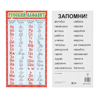 Плакат \"Русский алфавит. Письменные буквы\": Формат А2 – купить по цене:  78,30 руб. в интернет-магазине УчМаг