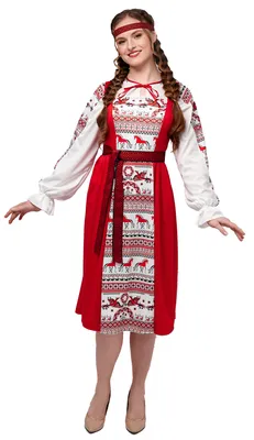 Русский народный костюм женский № 6 (сарафан, головной убор), зеленый |  «Аспект-Сити»