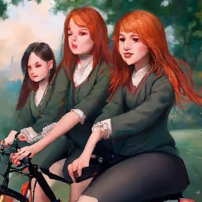 Две рыжие девушки с веснушками …» — создано в Шедевруме