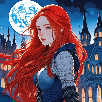 Девушка с рыжими волосами, векторная…» — создано в Шедевруме