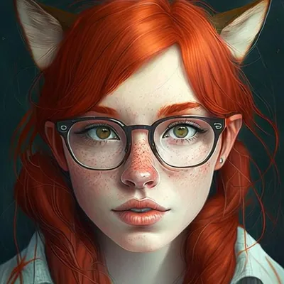 Рыжая девушка с ушами лисы в 2023 г | Рыжие девушки, Рисунки, Рыжий